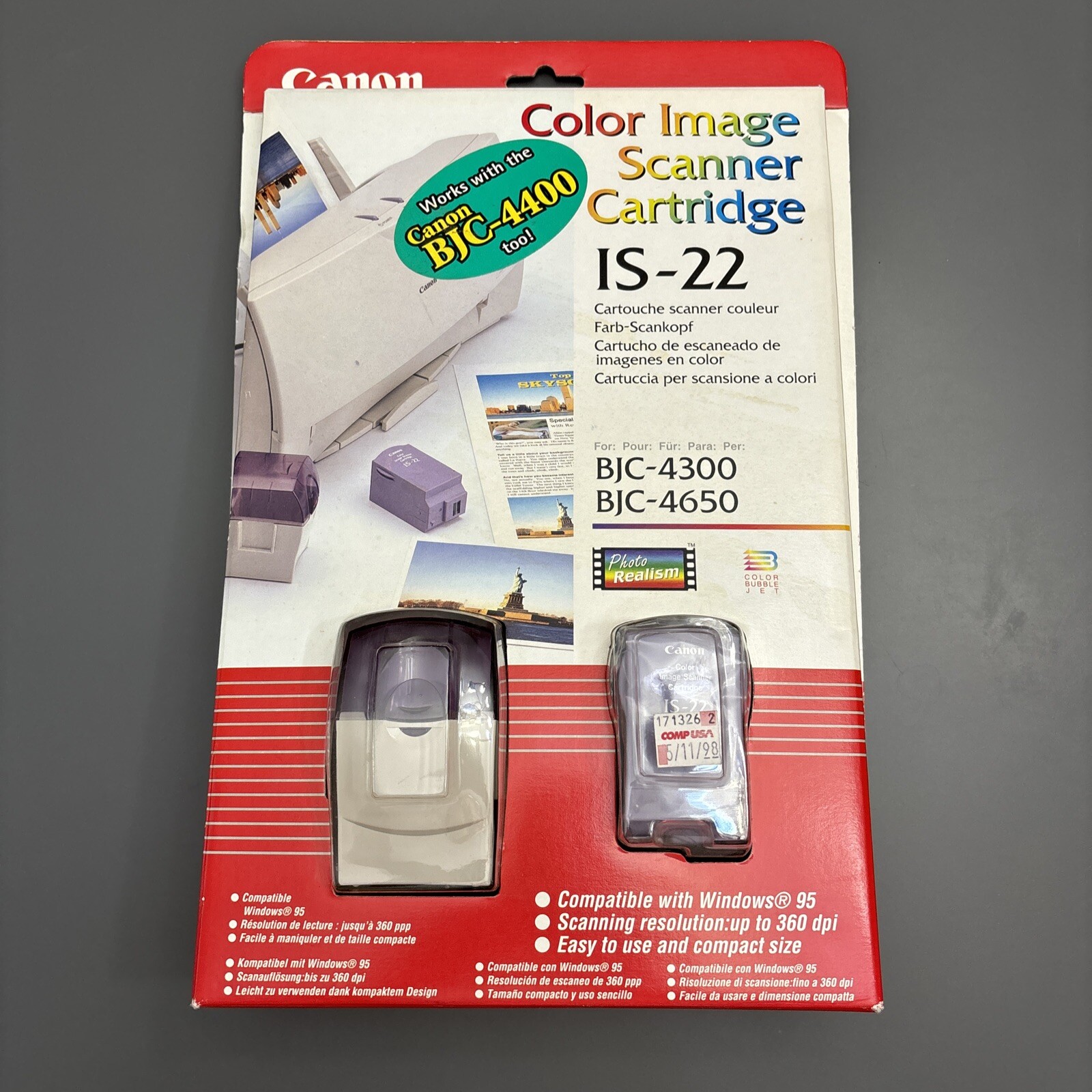 Genuine Canon Color Image Scanner Cartridge IS-22 BJC 4300 4650 Dated 1998