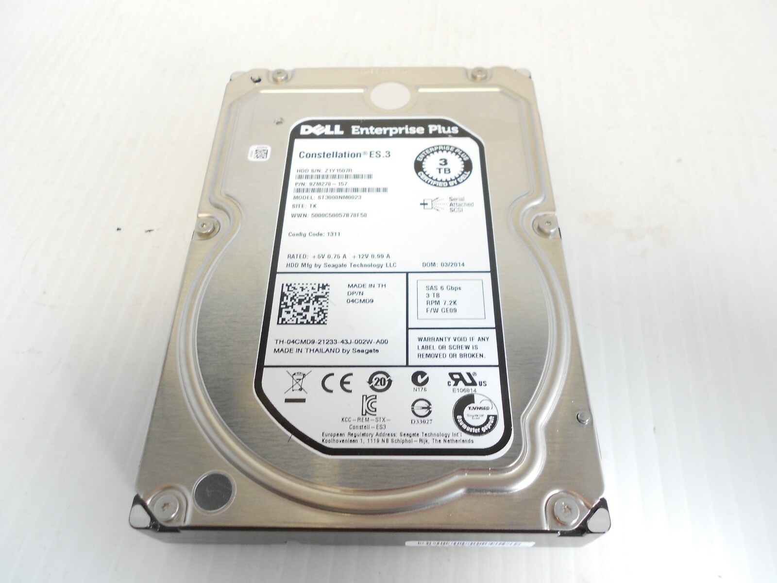 Dell 4CMD9 3TB 7.2K 3.5" SAS Server Storage 6Gbs Hard Drive R710 R720 R730 R740