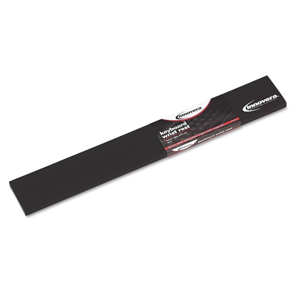 Innovera 52458 Natural Rubber Keyboard Wrist Rest, Black Medium,