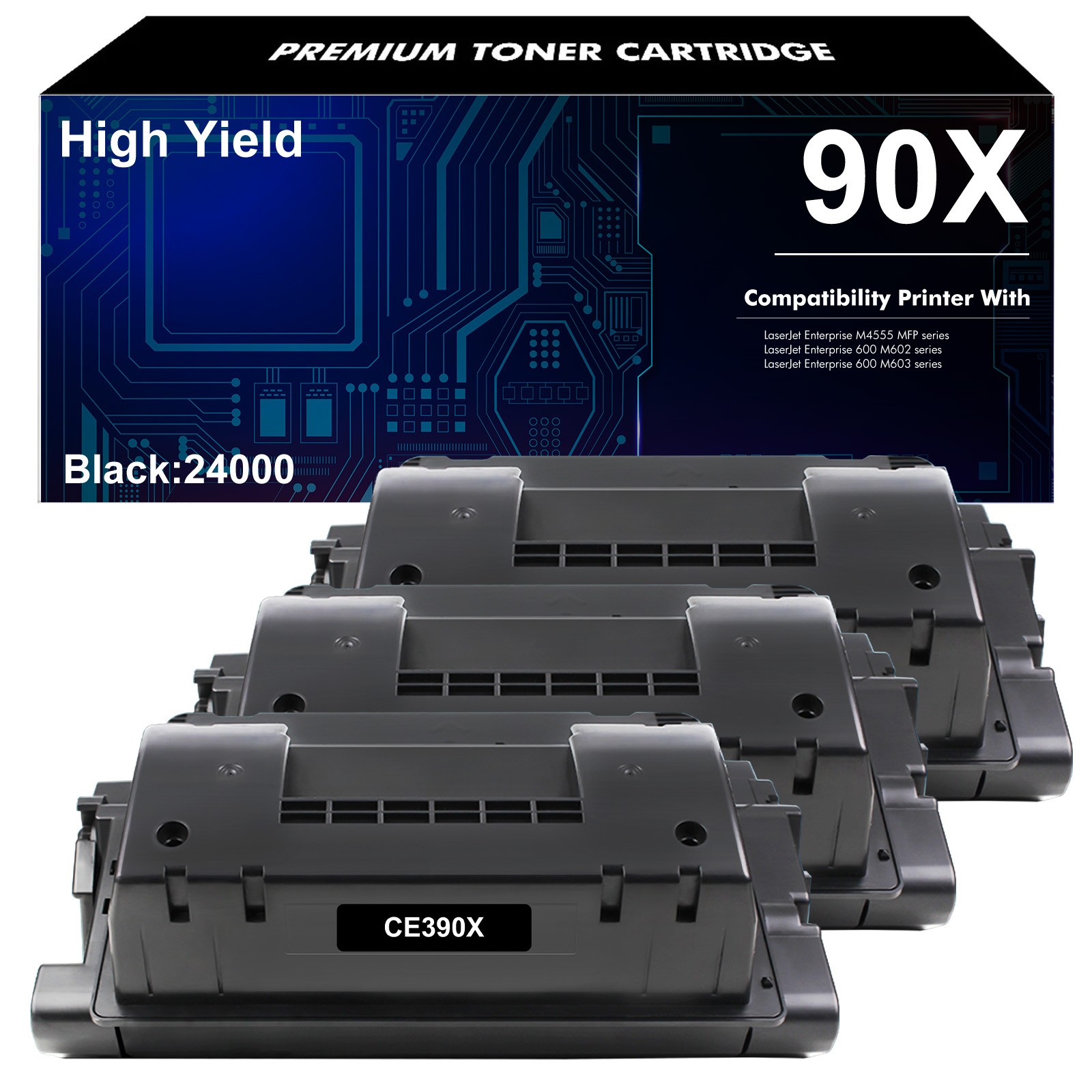3x High Yield CE390X Laser Toner Cartridge Fit for HP LaserJet 600 M603dn M603xh