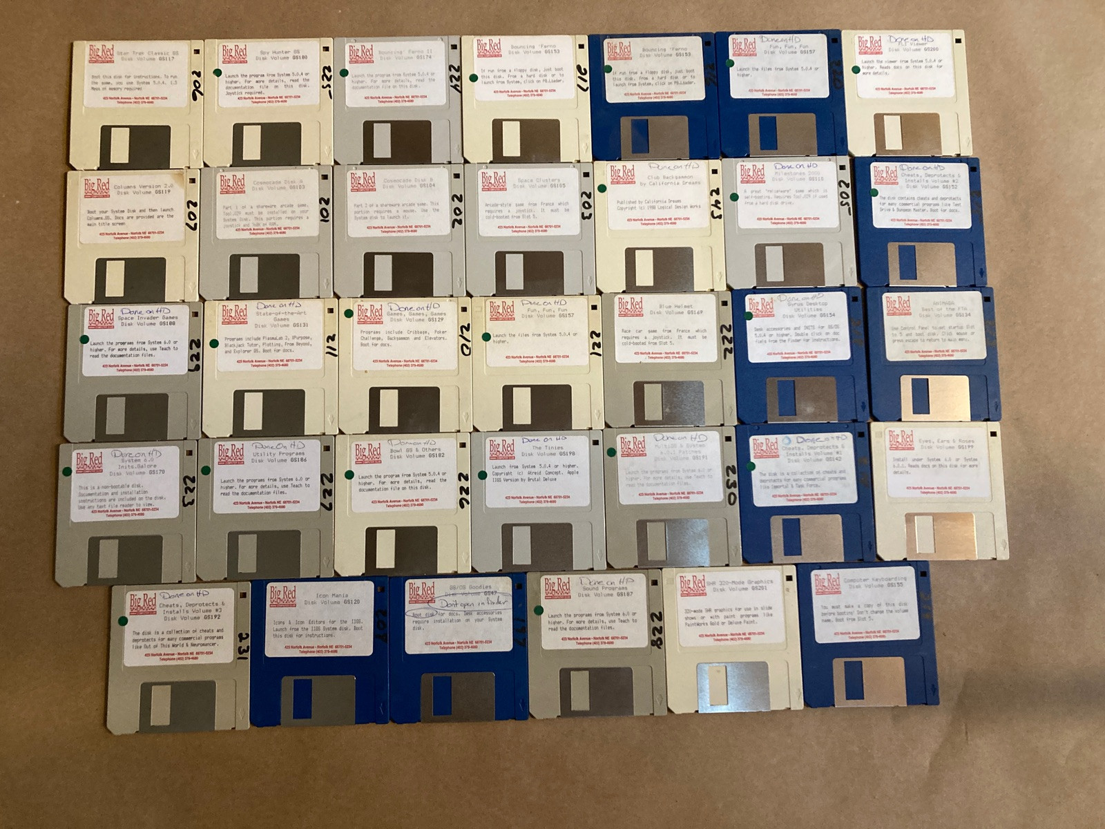 Rare Vintage Lot of 34x Big red Computer Club Apple IIgs Floppies Game Utility 
