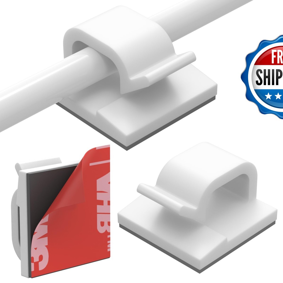 Yocice 40Pack Adhesive Cable Clips, Wire Holders Desk Wall Car, White CC04-05