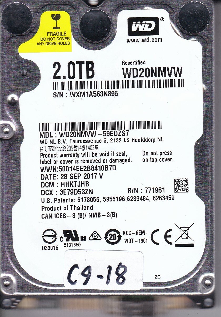 WD20NMVW-59EDZS7 dcm: HHKTJHB sn: WXM1A  SEP 2017 2TB USB 3.0 Western Digital