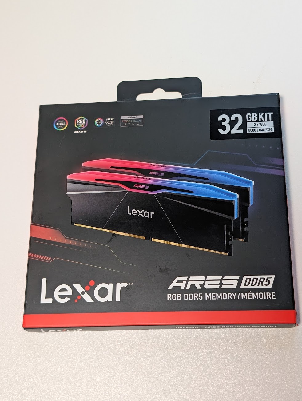 Lexar ARES RGB 32GB 2x16GB DDR5 6000 CL30 XMP EXPO Black Desktop Memory
