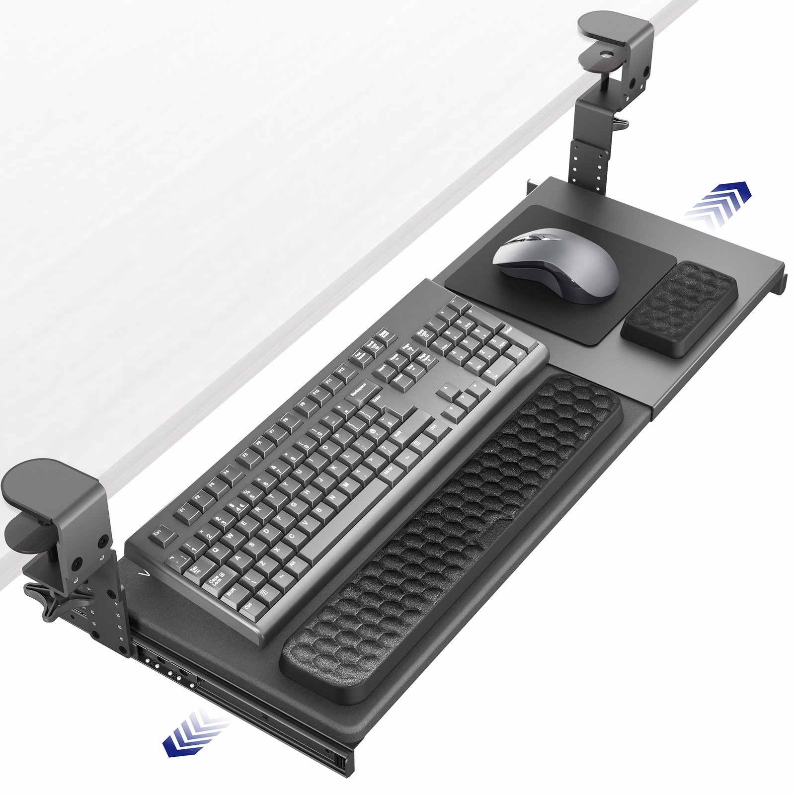 VIVO Black Clamp-on Height & Width Adjustable Keyboard Tray