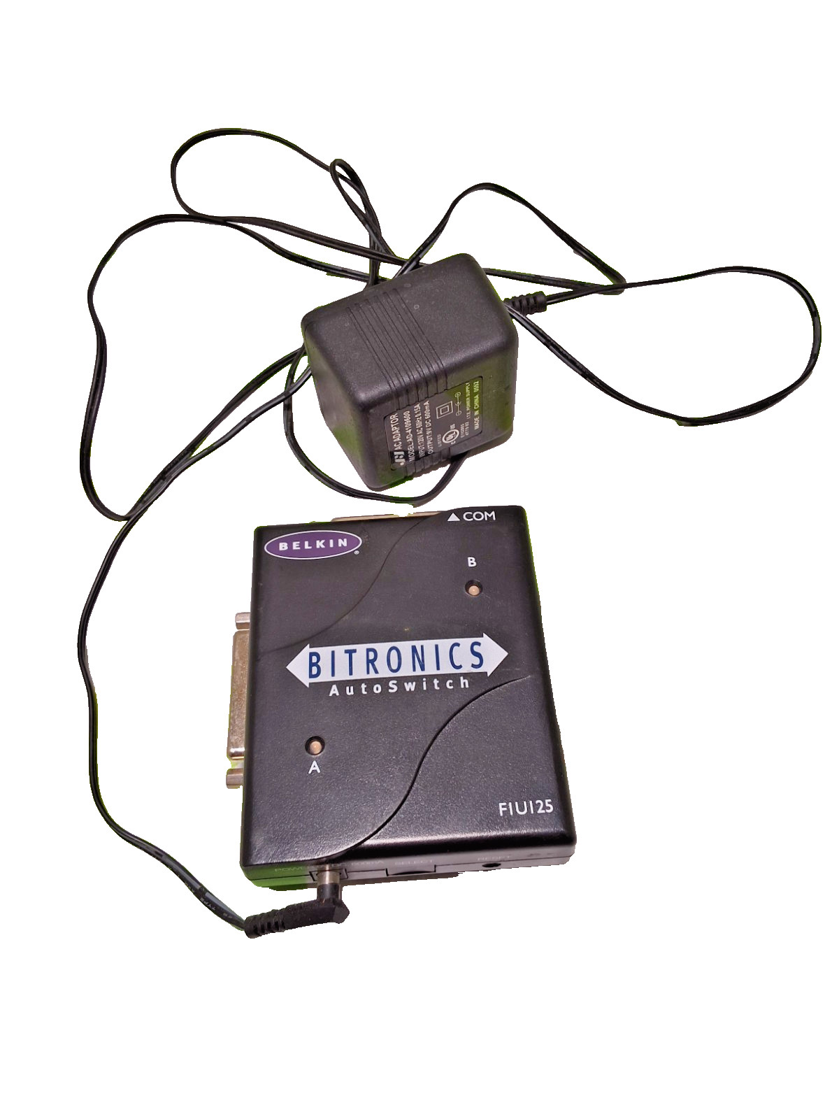 Belkin F1U125-KIT Bitronics 2-Port Parallel Auto Switch w/ AC Adapter & DB25 M/M
