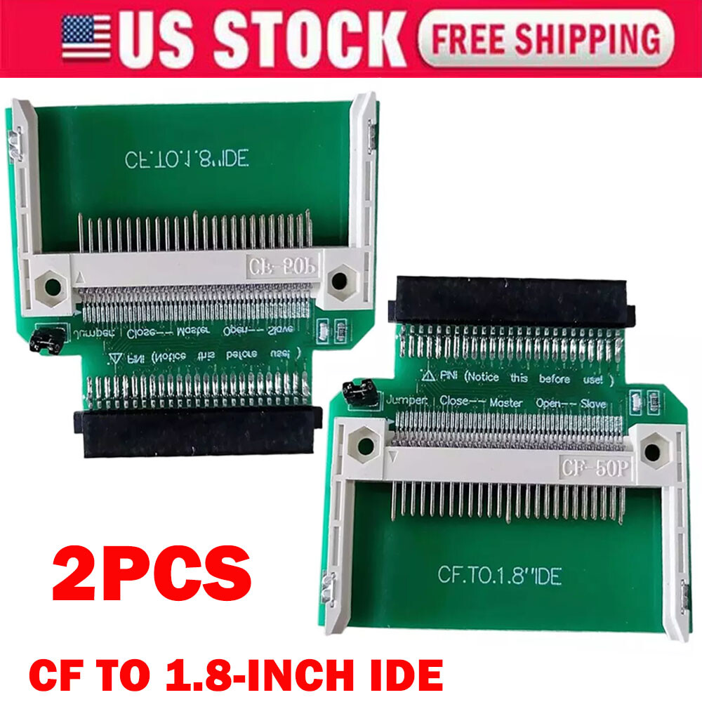 2x CF Compact Flash Memory Card To 50pin 1.8" IDE Hard Drive For SSD Adapter NEW