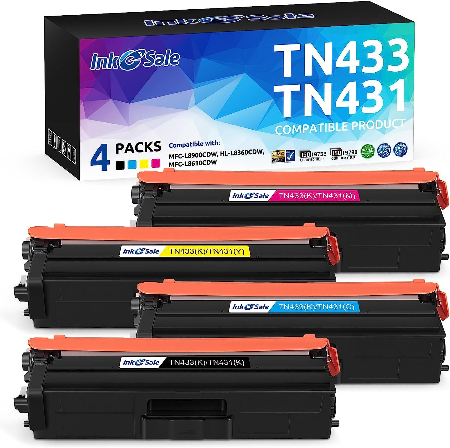 4PK TN433 TN431 Compatible color Toner for Brother HL-L8260CDW 8360CDW 8610CDW
