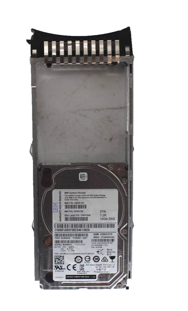 IBM 00WK781 2TB 2.5'' 7.2K 12Gb SAS HDD 00WK780 ST2000NX0263 w/ caddy 45W2107