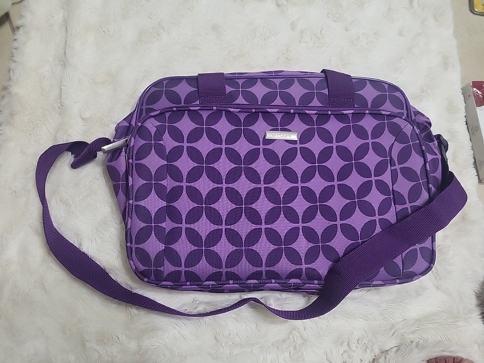 Embark Purple Geometric Laptop Messenger Bag 16x12 Shoulder Tote Travel Case📌📌