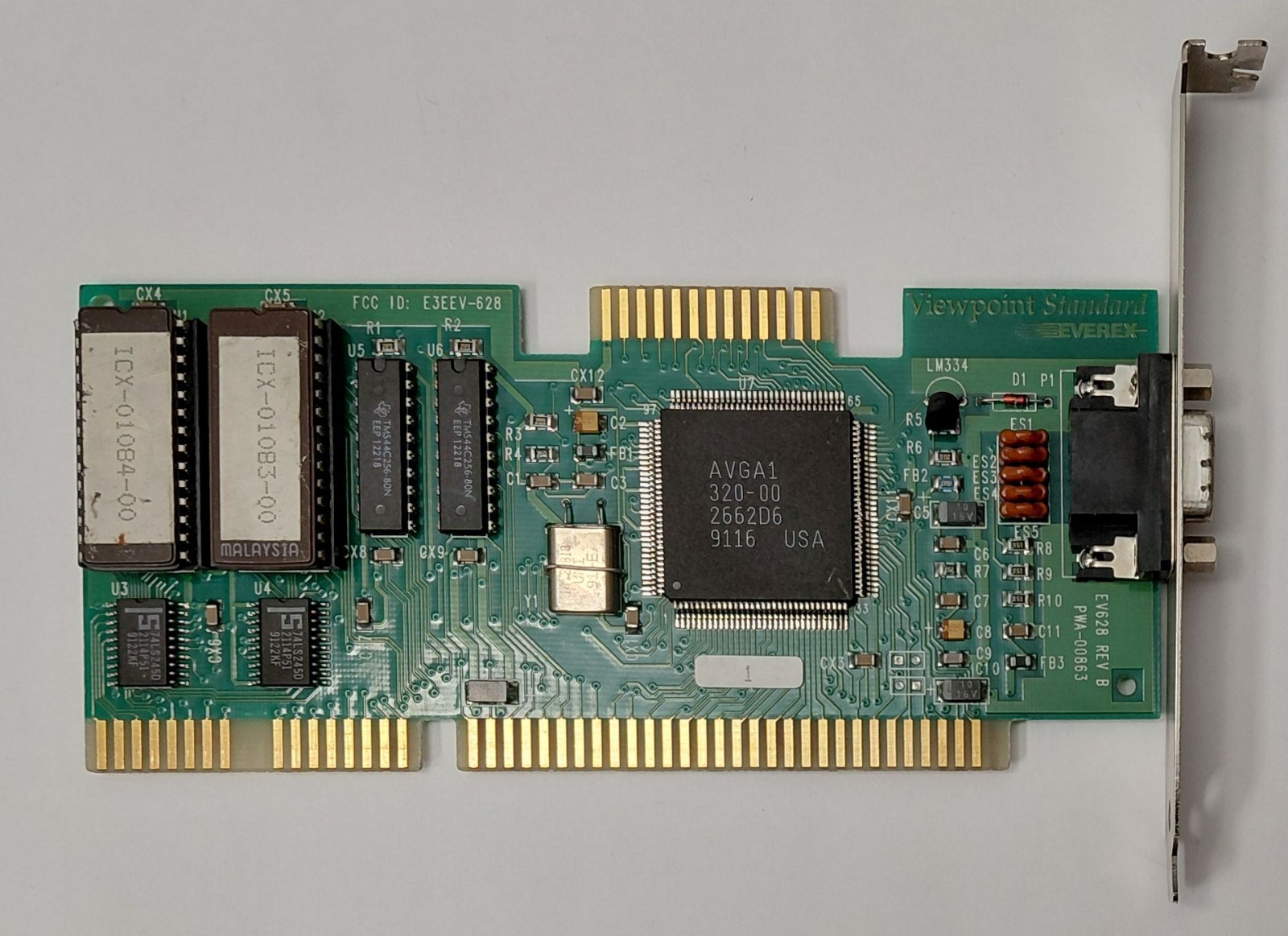 Everex EV628 Viewpoint Standard ISA Graphics Card (AVGA1, 256KB, Retro, 1991)