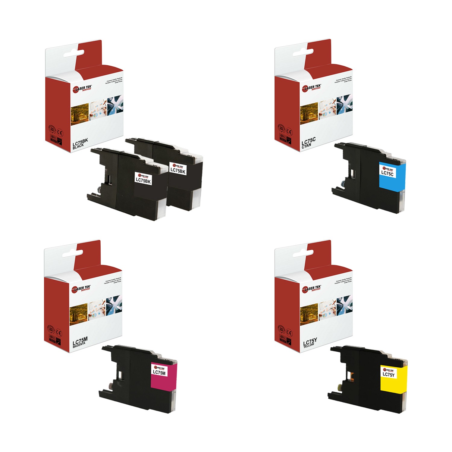 5Pk LTS LC-75 BCMY Compatible for Brother MFCJ6510DW J6710DW Ink Cartridge