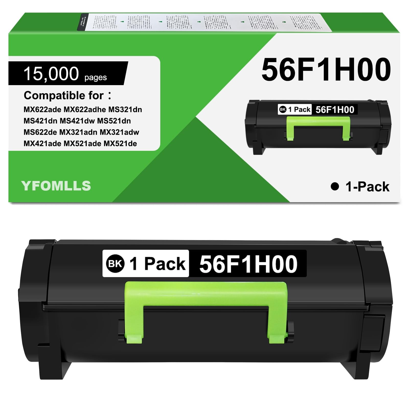 YFOMLLS 56F1H00 Toner Cartridge Compatible for Lexmark 56F1000 56F1U00 56F1H00
