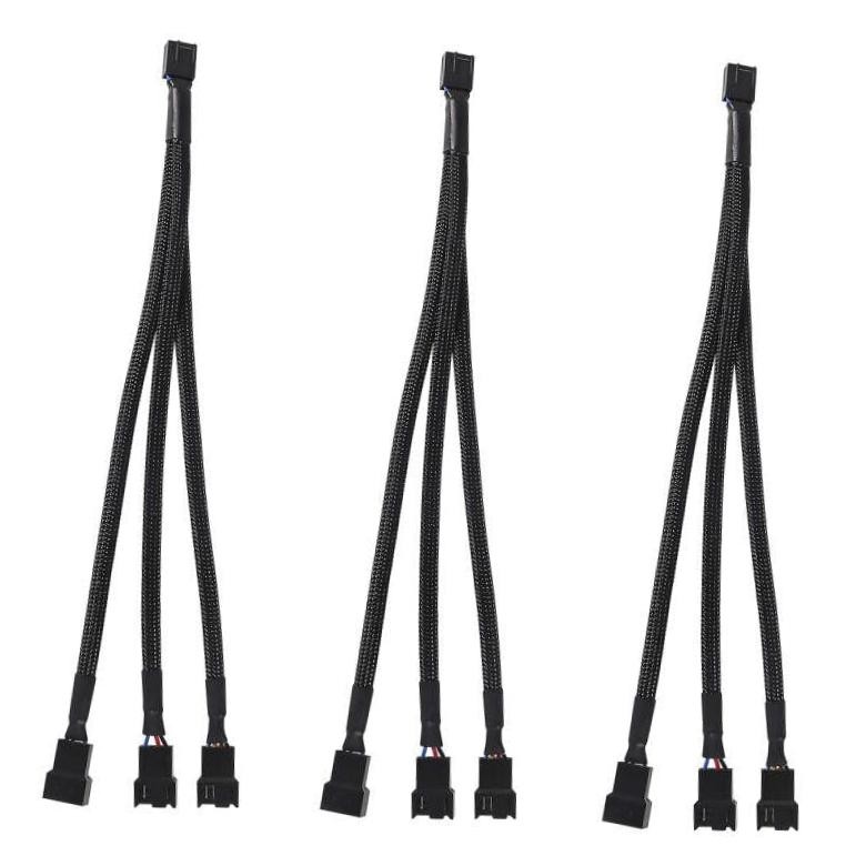 3CS 3 Way PWM Fan Splitter Cable,3 Way 4 Pin PC Fan Extension Cable, PWM 3 PCS