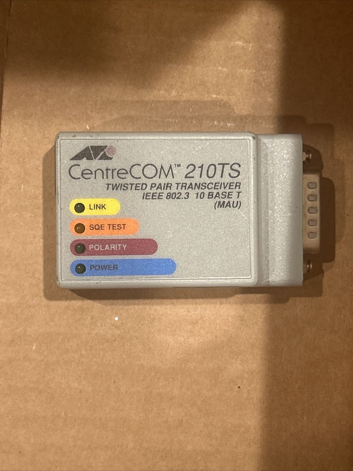 ATI CENTRECOM AT-210TS, TWISTED PAIR TRANSCEIVER, IEEE 802.3, 10 BASE T, 12 VDC