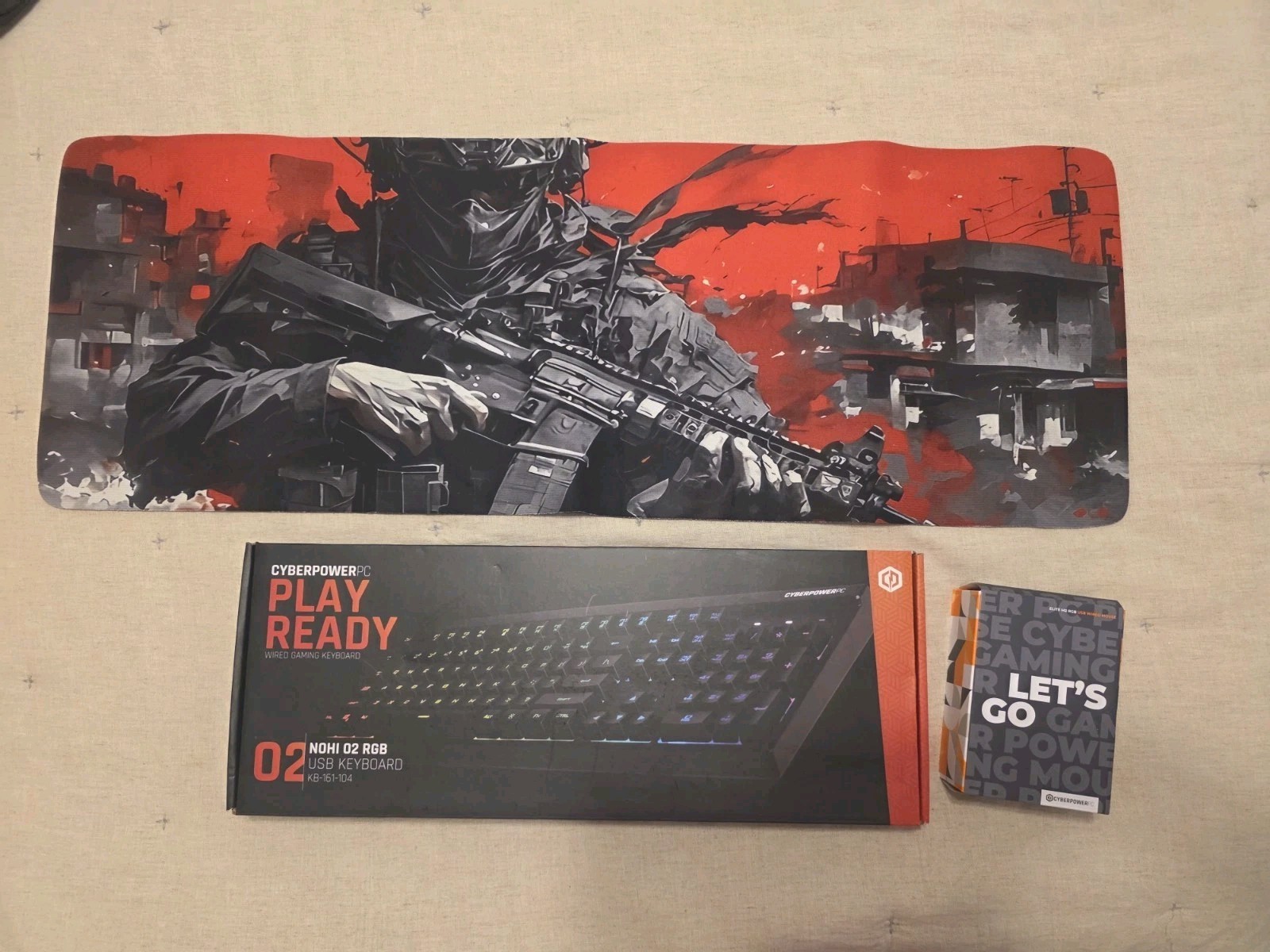 ​New CyberPowerPC RGB Gaming Keyboard, Mouse & Desk Mat Set (80x28cm/31.5x11")
