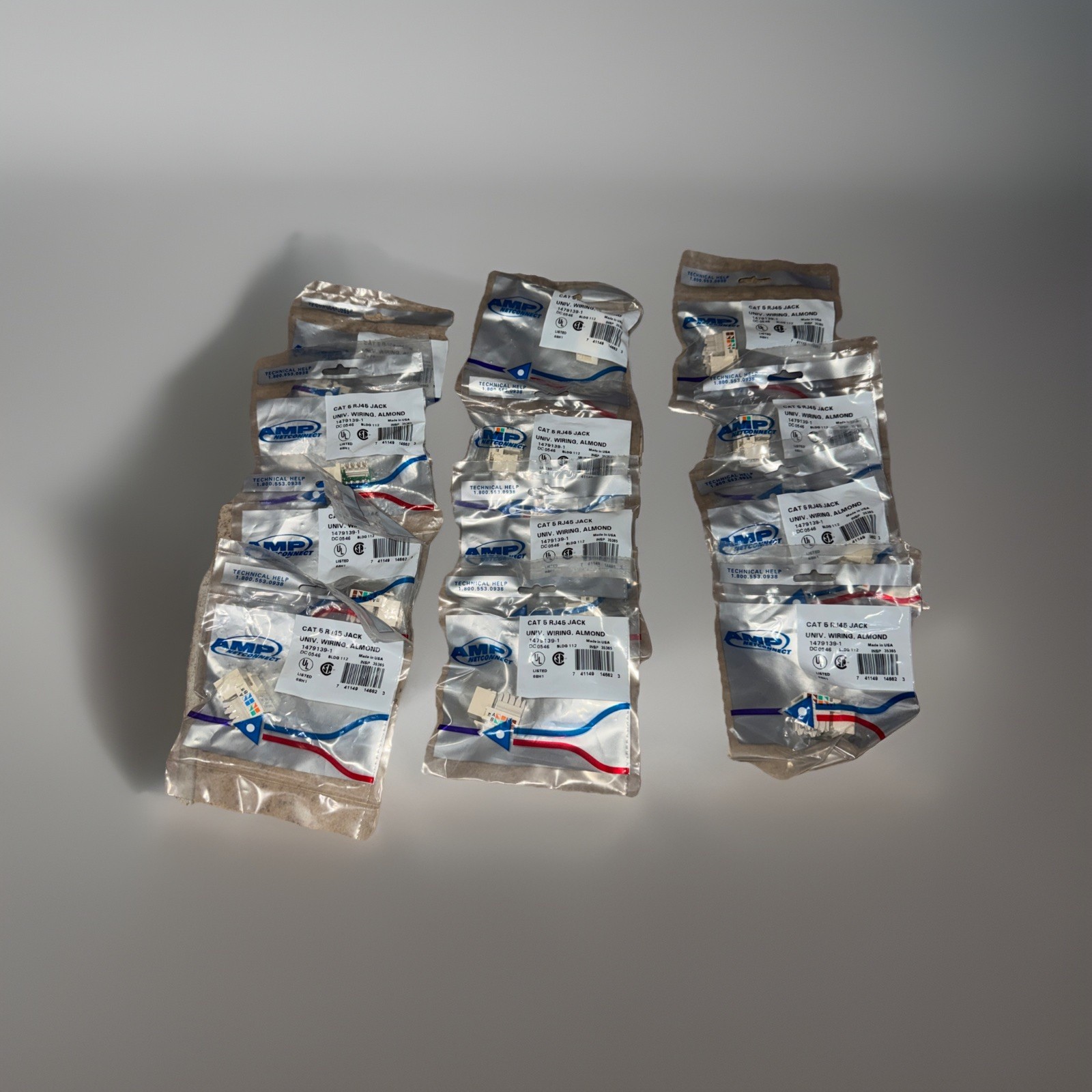 AMP NetConnect 406372-3 CAT 5E RJ45 Jack ~ White 12 Pack