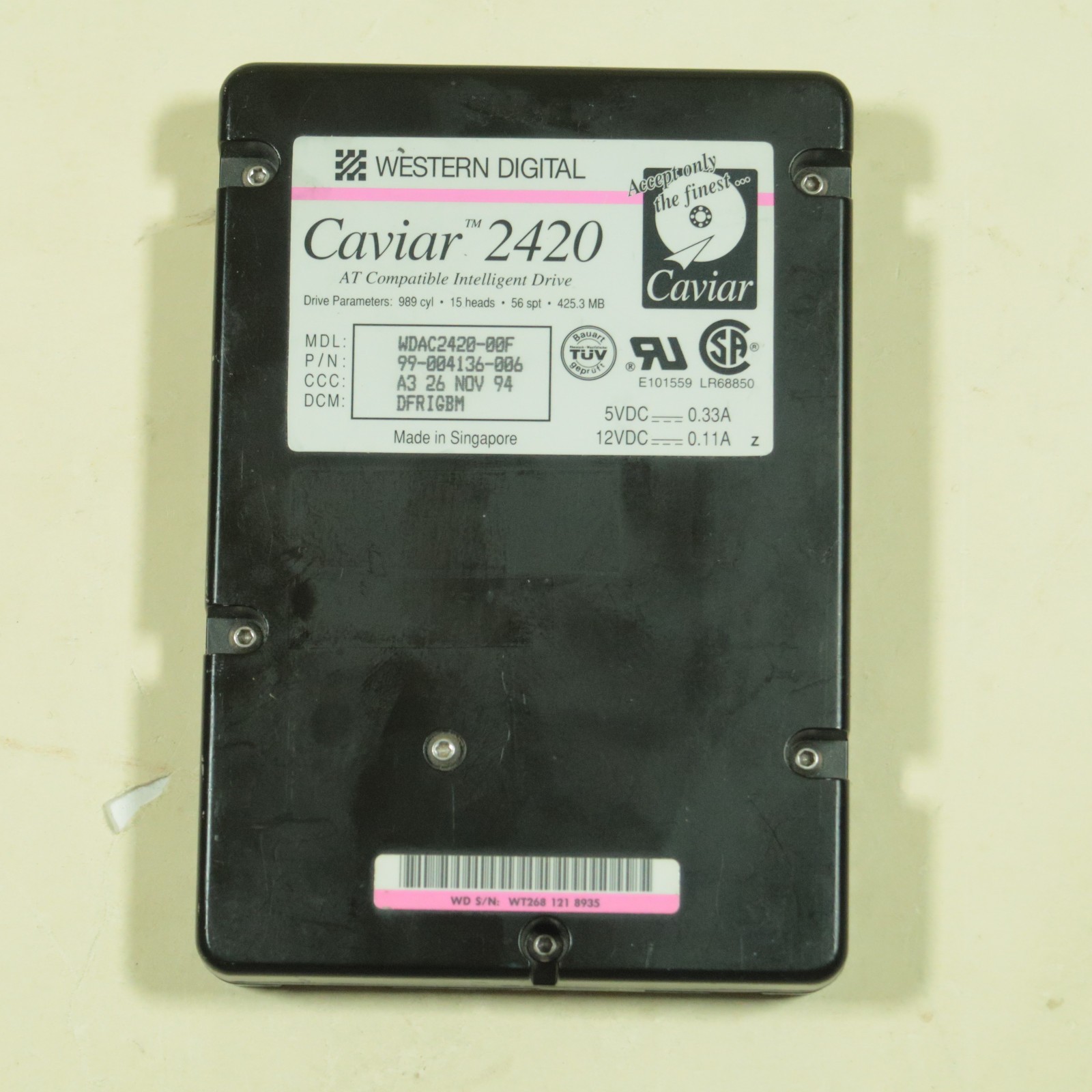 Western Digital Caviar 2420 425.3MB IDE Hard Drive HDD WDAC2420-00F