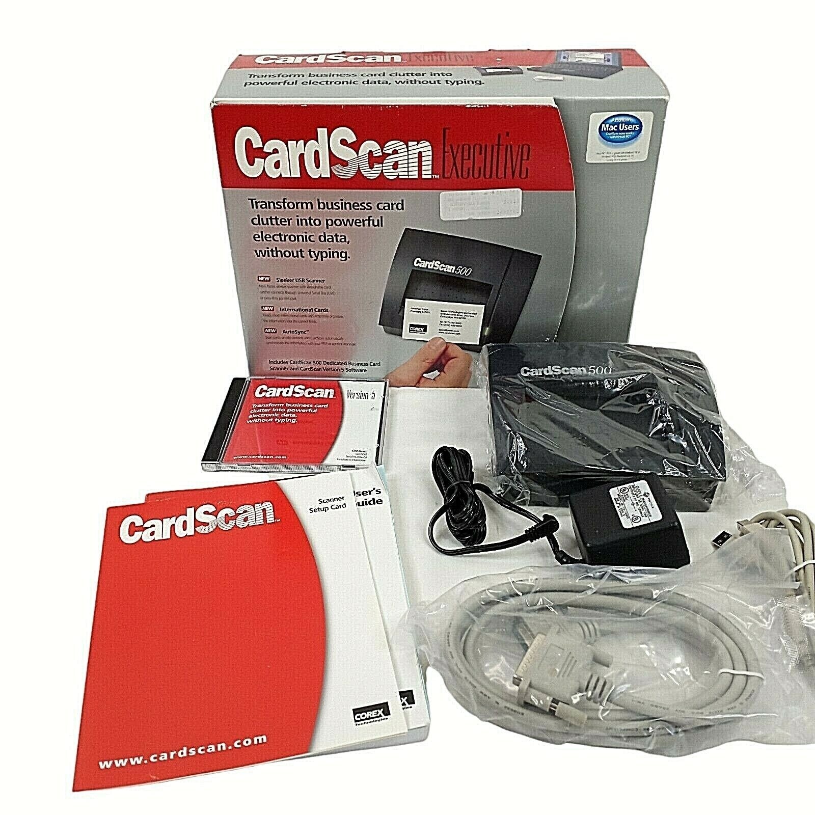 Vintage Card Scan Executive 500 Business Card Reader Scanner Portable Complete