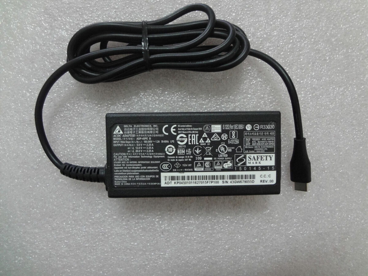 Original Delta 20V 2.25A 45W USB-C ADP-45PE B For Acer Spin 7 sp714-51-m33x NEW