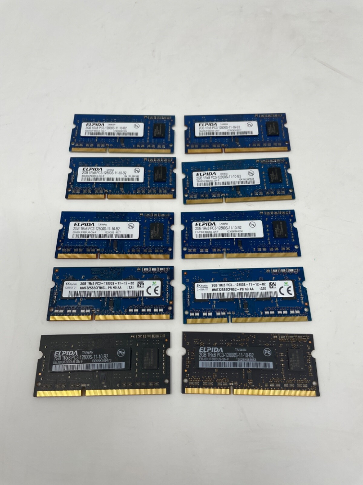 20GB RAM 10x2GB Hynix & Elpida PC3-12800S Laptop Memory Module HMT325S6CFR8C-PB