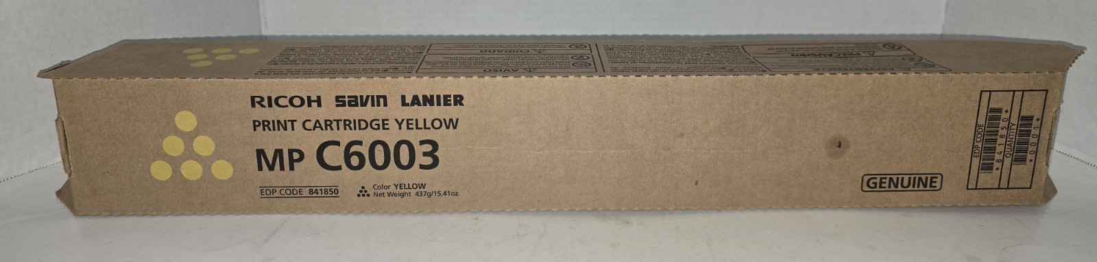 Ricoh Savin Lanier 841850 MP C6003 Yellow Toner Cartridge