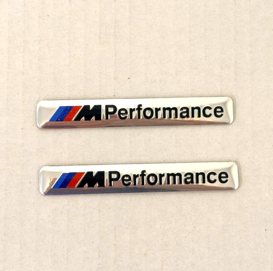 2 Pcs 3D Aluminum Emblem Sticker for M Performance BMW, Chrome