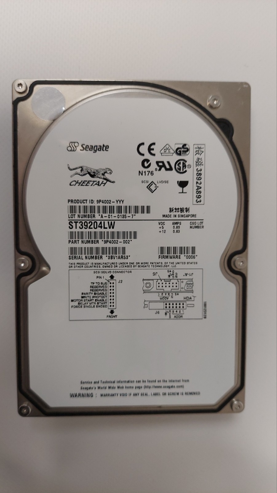 Seagate Barracuda ST39204LW 9.1GB 3.5" SCSI Drive With Case