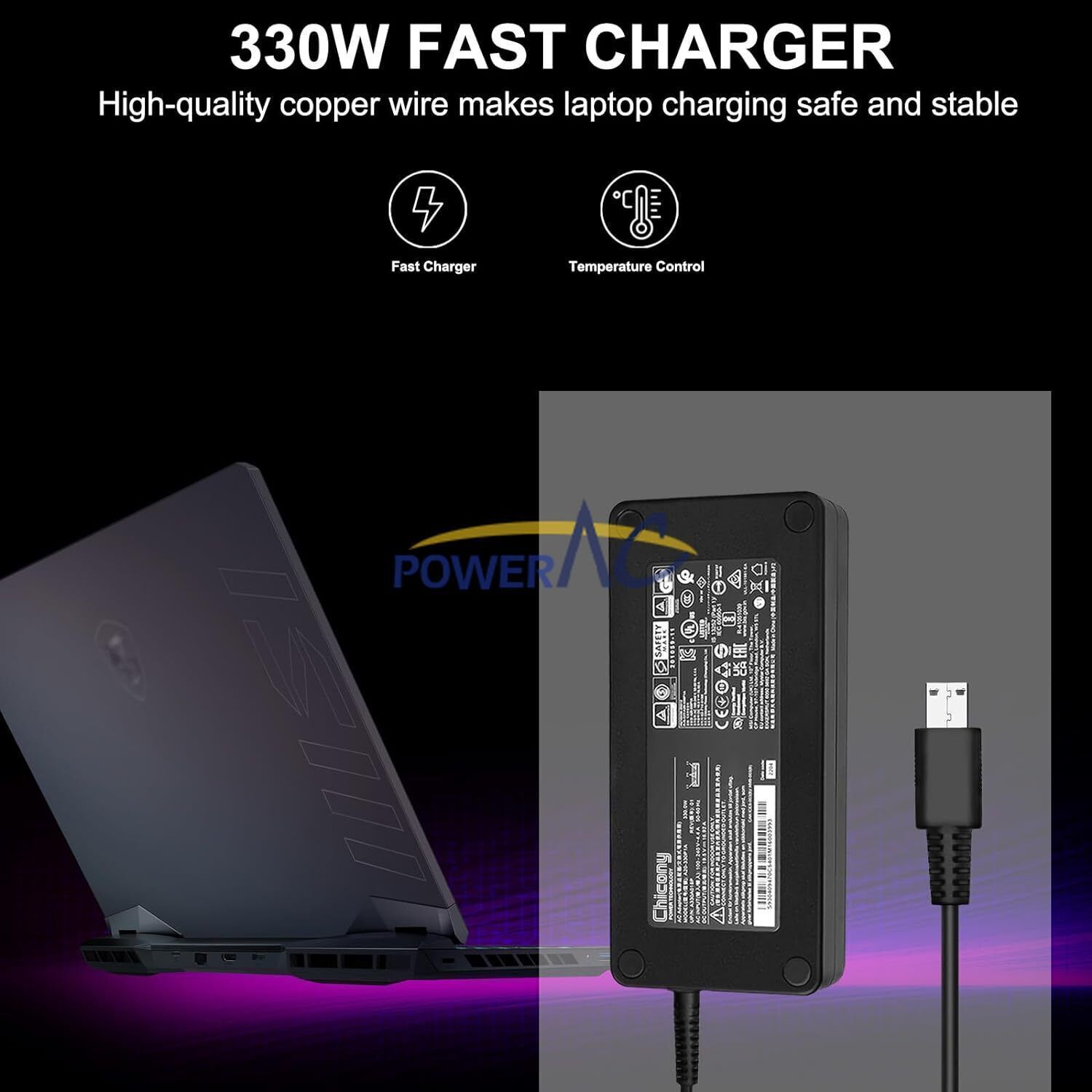 330W Orginal MSI Vector GP76HX 12UHS 12UH 12UGS ADP-330CB B A20-330P1A Charger