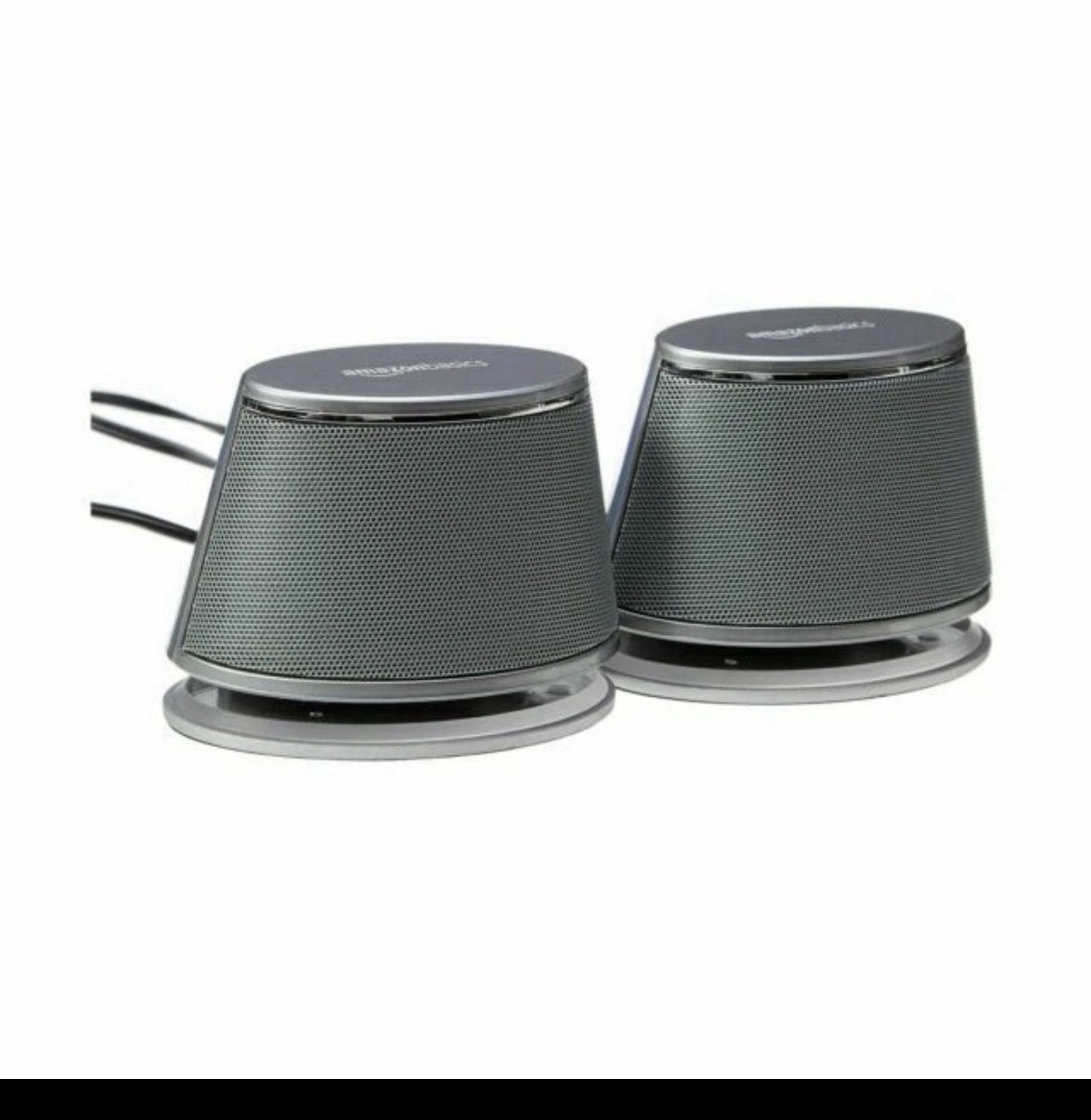 AmazonBasics V620SILVER USB-Powered Computer Speakers with Dynamic Sound -...