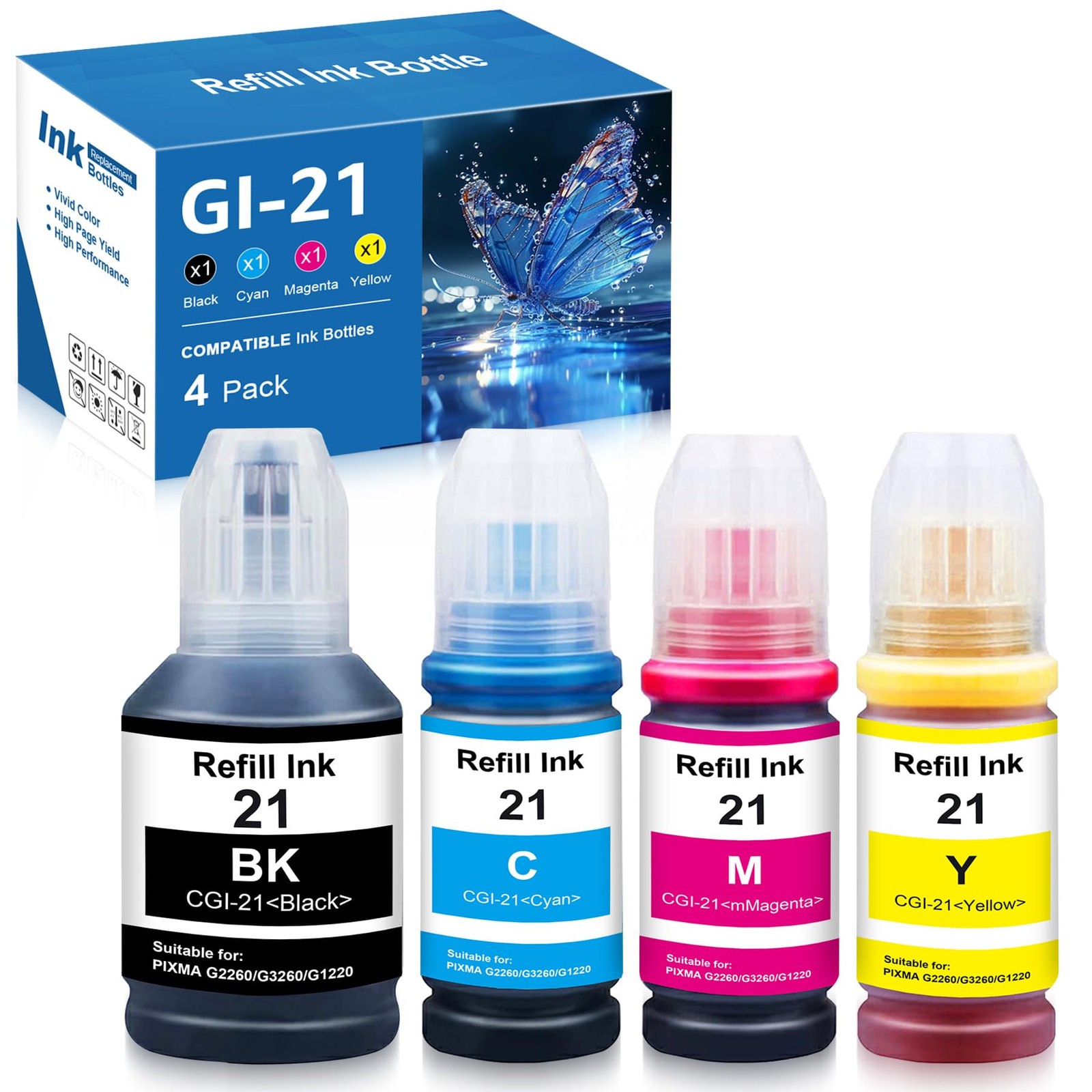 GI-21 Ink Refill Bottles for 21 Ink for G3270 G3290 G4280