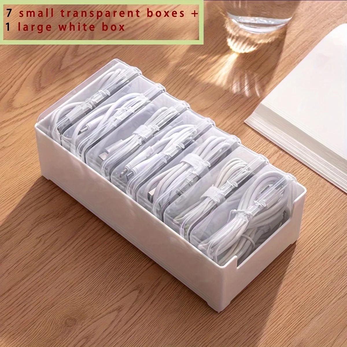 Data Cable Storage Case Multi-compartment Desktop Wire Management Tray