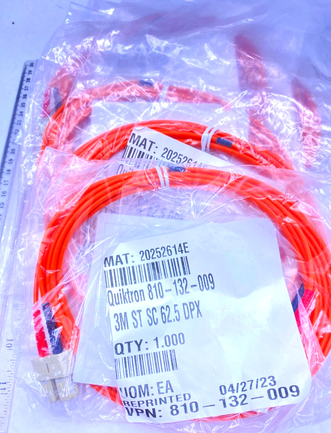 Legrand Quiktron Lot of 5 Fiber Optic Cable 3M ST SC 62.5 DPX 810-132-009 New