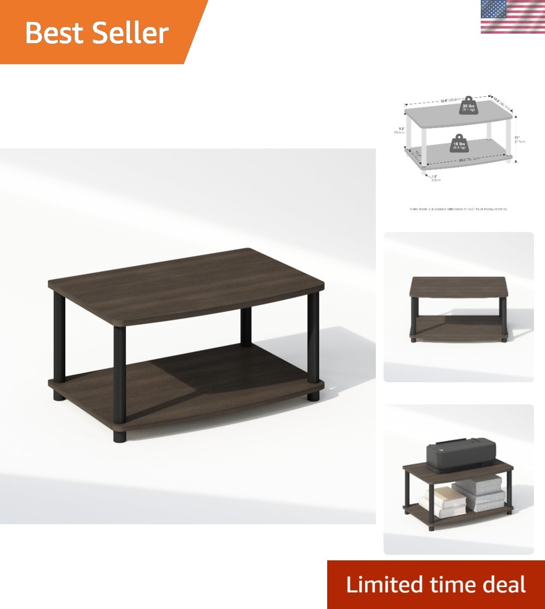 Durable 2-Tier Printer Stand for Efficient Office Storage - Minimalist Style