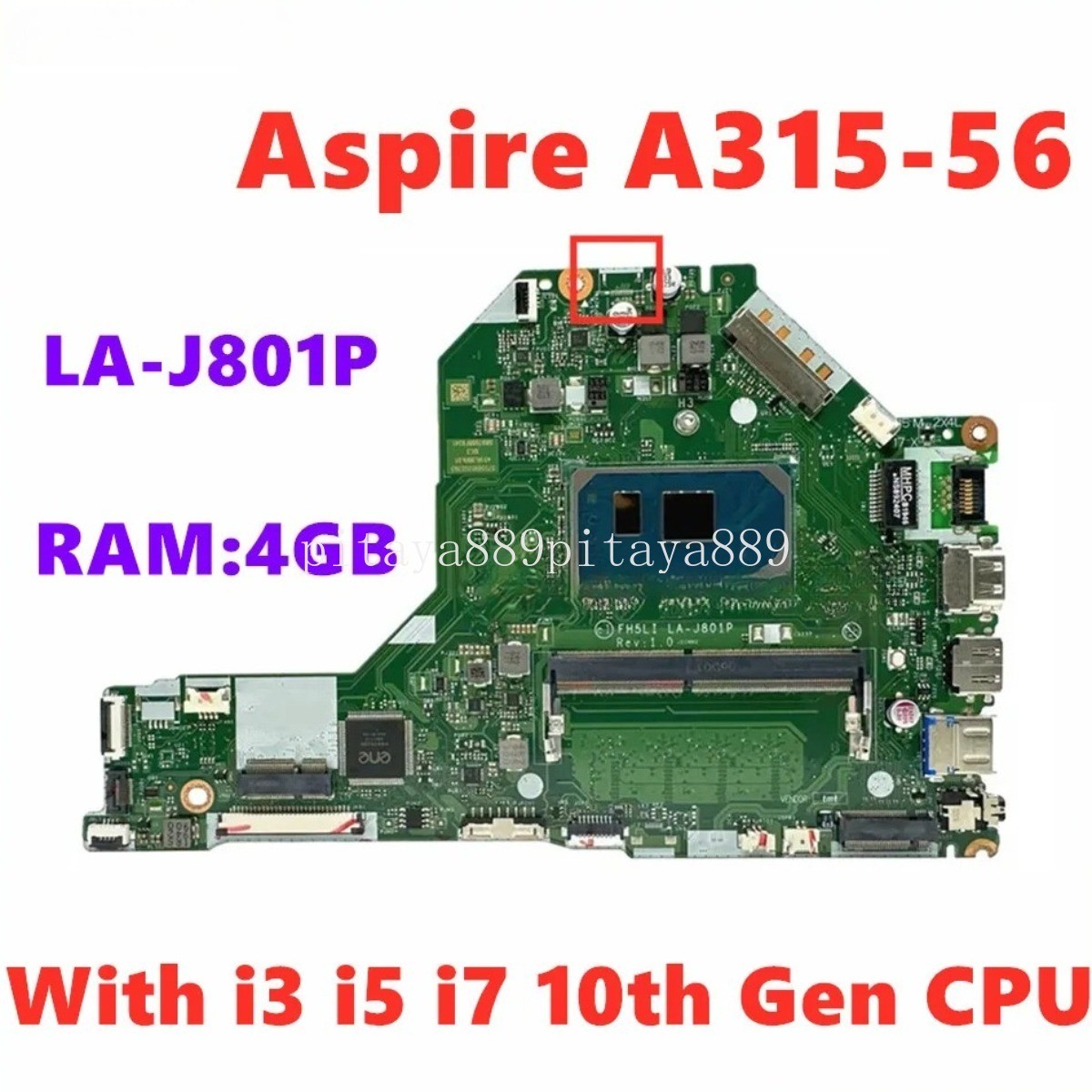 LA-J801P For ACER Aspire A315-56 Motherboard FH5LI i3 i5 i7 10th Gen CPU 4GB RAM