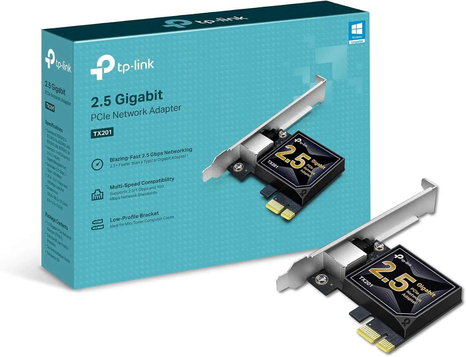 2.5Gbps PCIe Network Card TX201 Gigabit Ethernet Adapter High Speed Connection