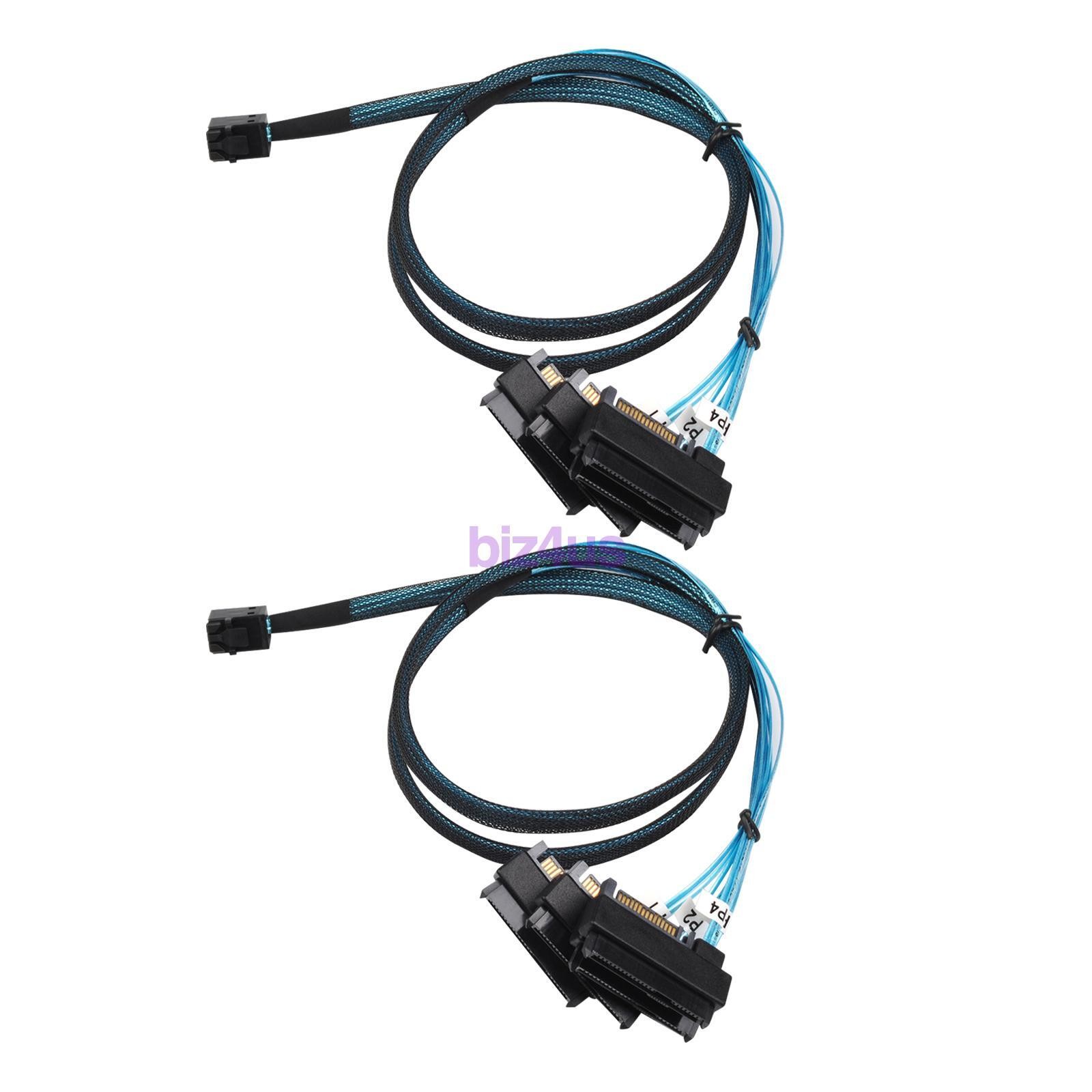 2* Mini SAS HD SFF-8643 to 4 SFF-8482 Hard Drive Forward Breakout Cable RAID 1M