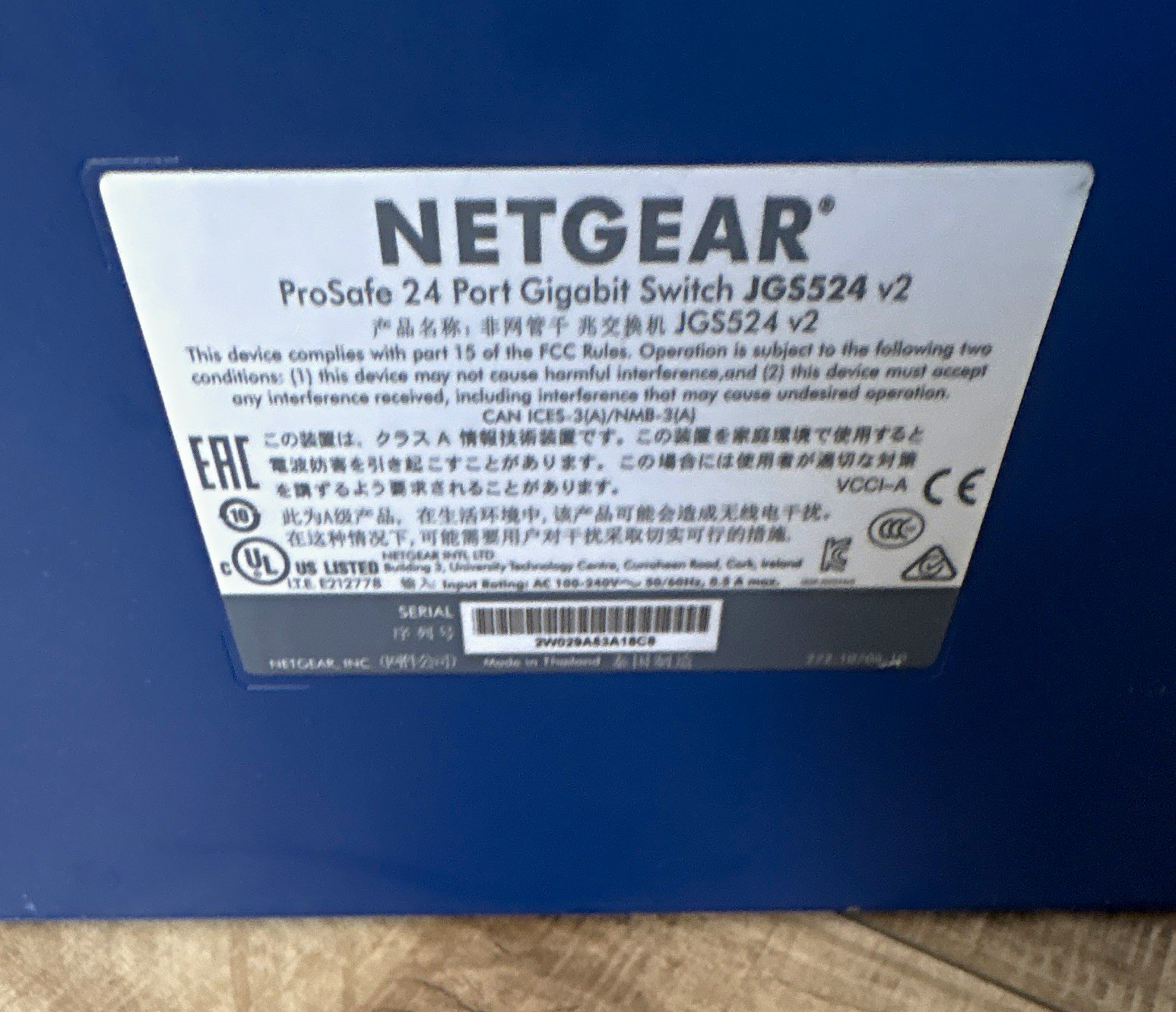 NETGEAR ProSafe JGS524 v2 24-Port Gigabit Unmanaged Ethernet Switch
