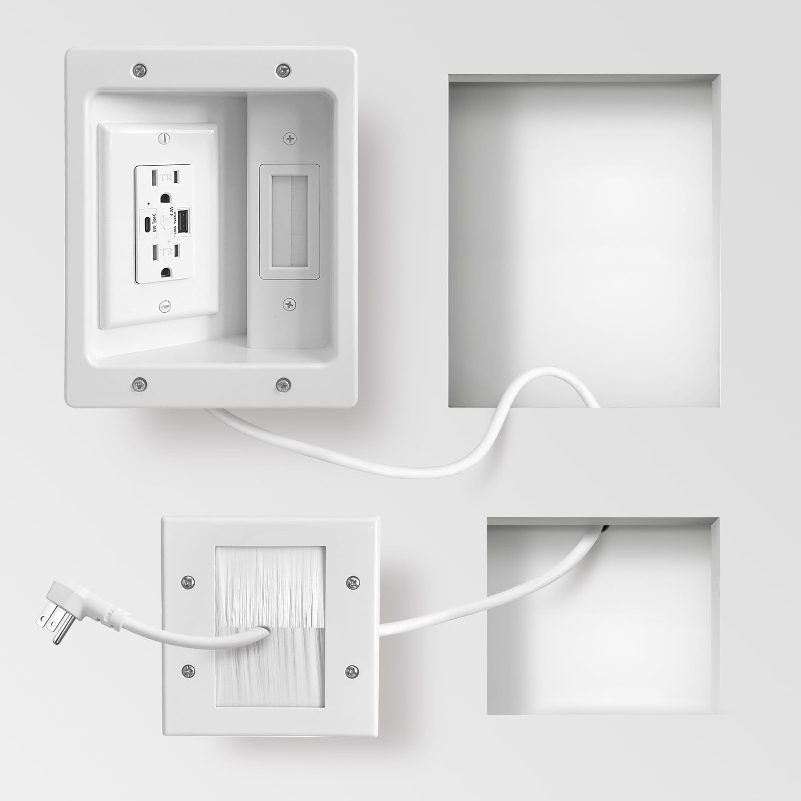 GEVINFA in-Wall Cable Management Kit TV Cord Hider Dual USB A&C