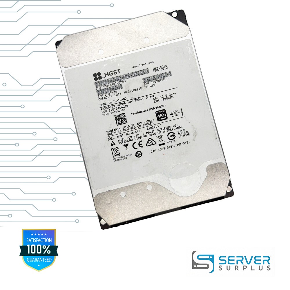 HGST HUH721010AL4200 10TB SAS 12Gb/s 4Kn 3.5 in Enterprise HDD | 0F27402