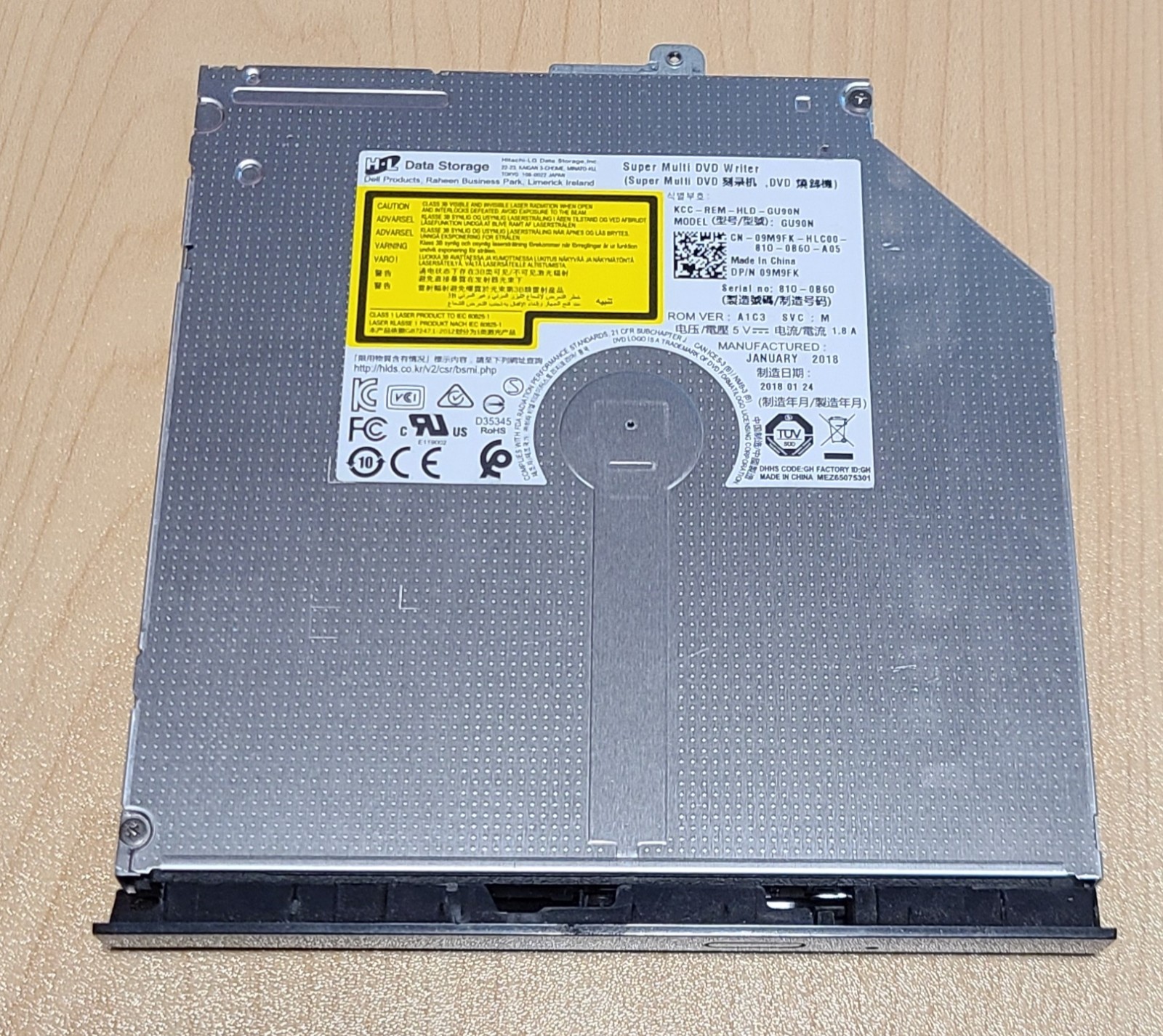 Dell/HP Super Multi SATA Slim DVD RW DU-8A5LH GU90N 0YYCRW 3/8 inch thickness