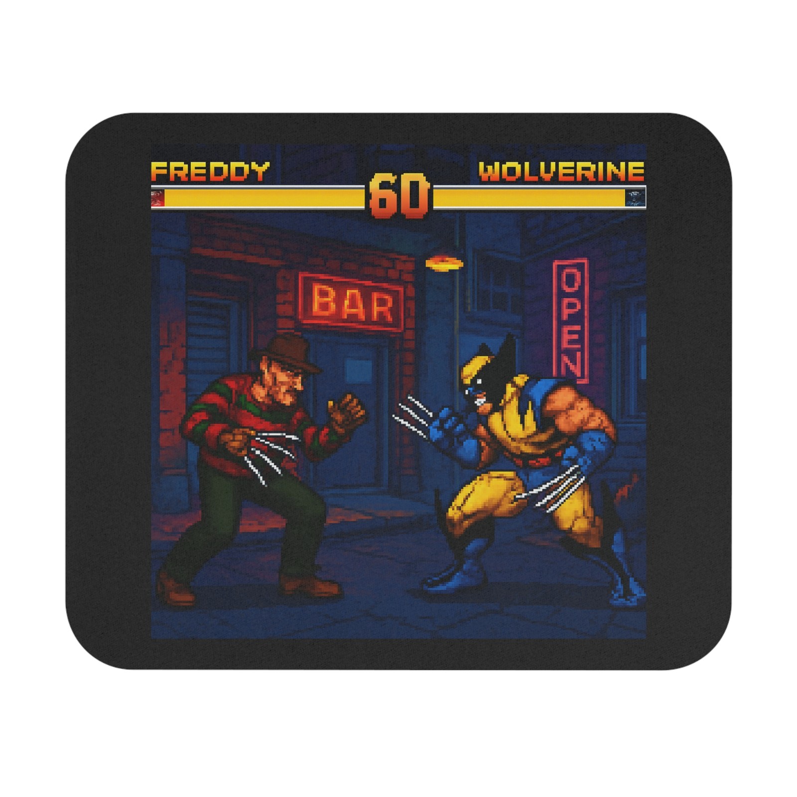 Freddy Krueger vs Wolverine Retro Arcade Street Fighter II Mouse Pad Gaming NEW