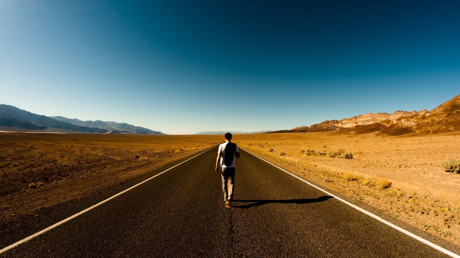Landscape road desert walking highway male models men Custom Gaming Mat Desk