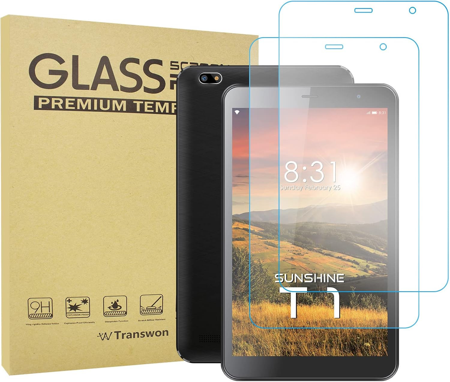 2-Pack Screen Protector for Sunshine T1/ T1  Tablet 8 Inch/Xmobile X Mobile X8 P