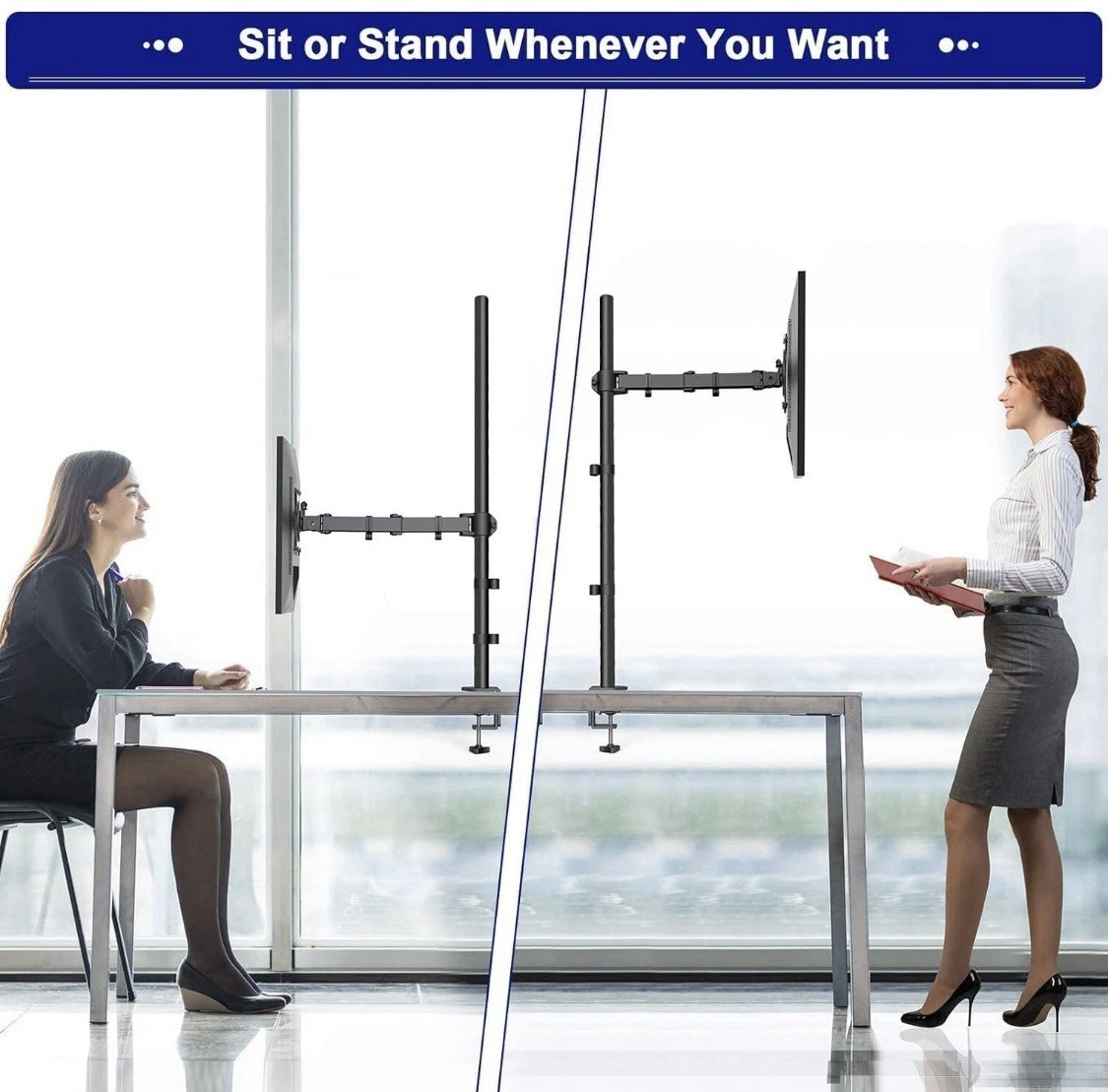 Huanuo Hncm9 Desk Monitor Arm Height Adjustable Tilt VESA Mount 13-32” Screen