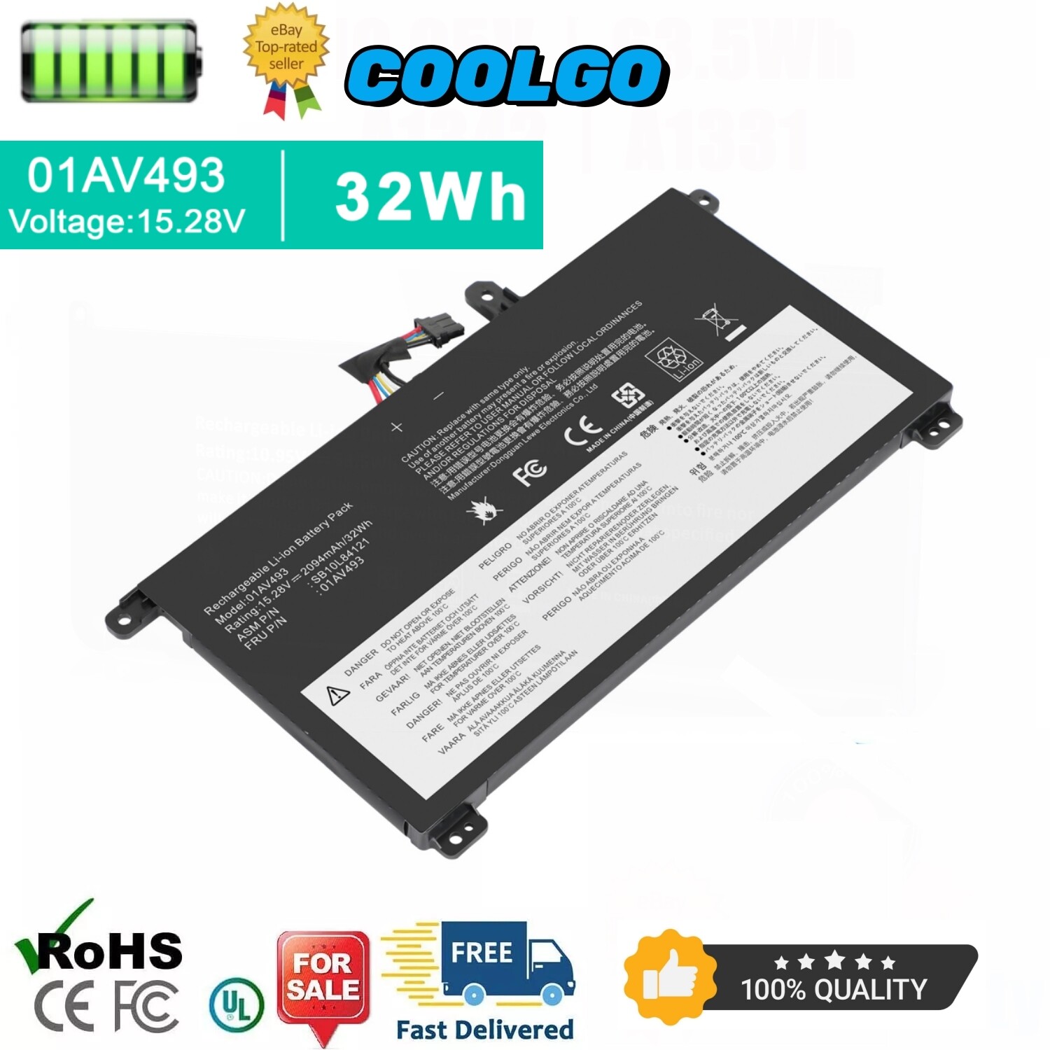 01AV493 00UR891 Internal Battery for Lenovo ThinkPad T570 T580 P51S P52S 00UR890