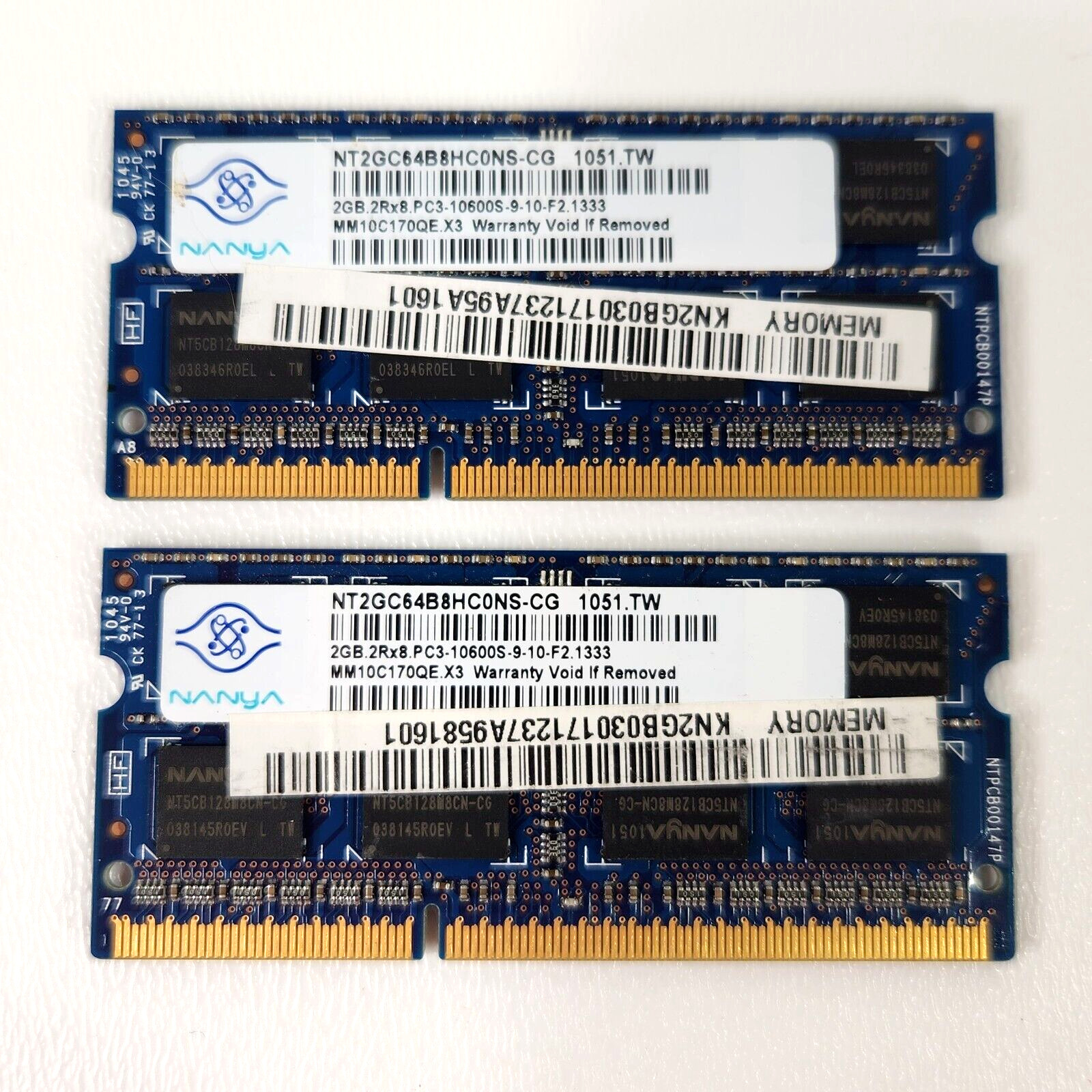 NANYA 2x2GB NT2GC64B8HC0NS-CG 2GB 2Rx8 PC3-10600S-9-10-F2.1333 Desktop Mem RAM