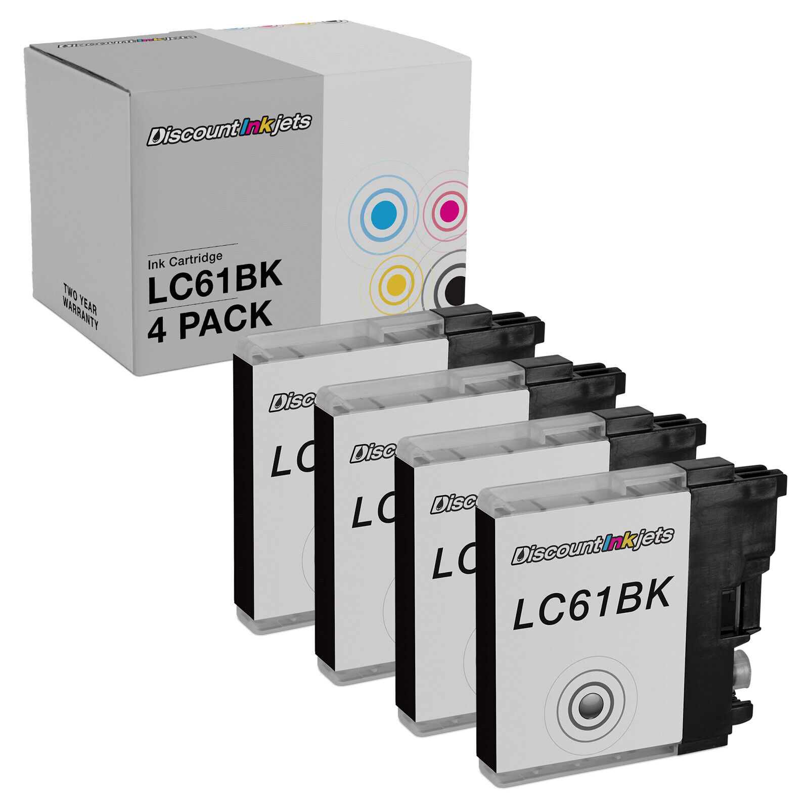 4pk LC61BK LC61 BLACK Ink Print Cartridge for Brother mfc-5895cw mfc-j415w j615w