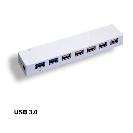 [10X] White USB 7 Port Hub 3.0/2.0 900mA 5Gbps Charge Data Sync for PC Laptop