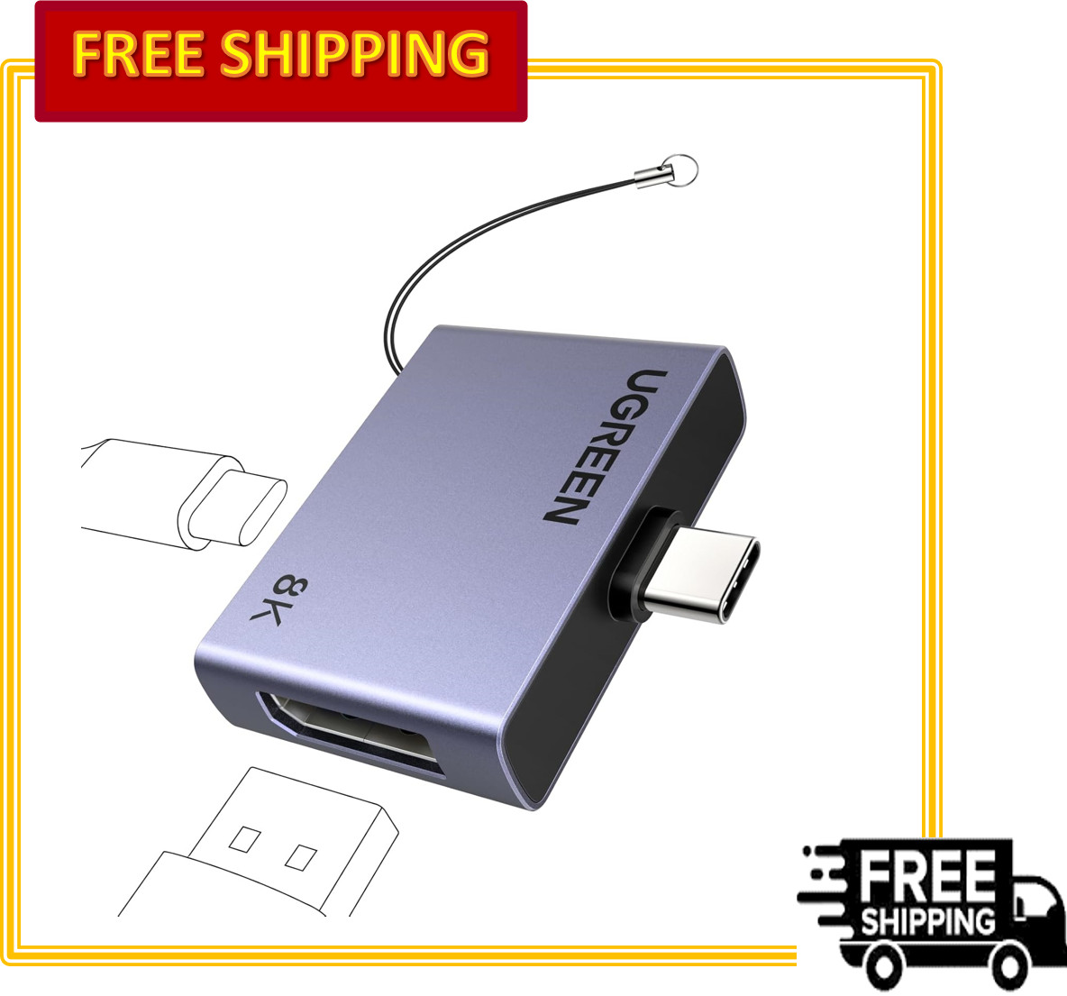 UGREEN USB C Thunderbolt 4/3 to DisplayPort 1.4 Adapter 8K@60Hz 100W PD 32.4Gbps